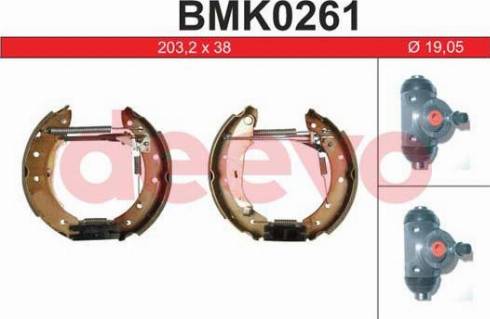 DEEVO BMK0261 - Комплект тормозных колодок, барабанные autospares.lv