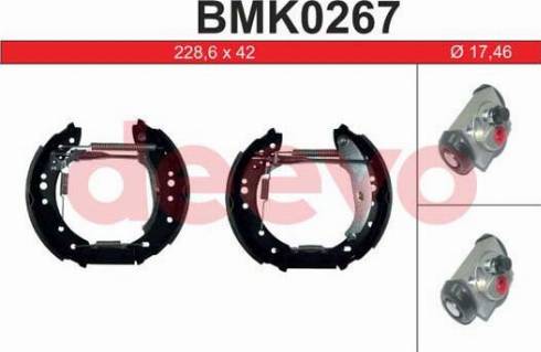 DEEVO BMK0267 - Комплект тормозных колодок, барабанные autospares.lv