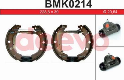 DEEVO BMK0214 - Комплект тормозных колодок, барабанные autospares.lv