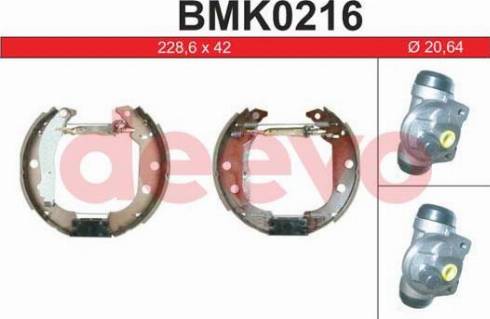 DEEVO BMK0216 - Комплект тормозных колодок, барабанные autospares.lv