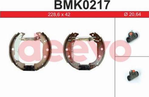 DEEVO BMK0217 - Комплект тормозных колодок, барабанные autospares.lv