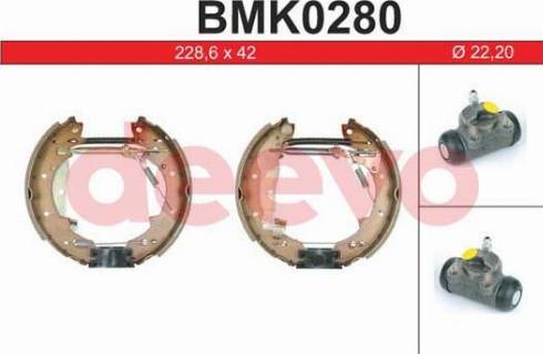 DEEVO BMK0280 - Комплект тормозных колодок, барабанные autospares.lv