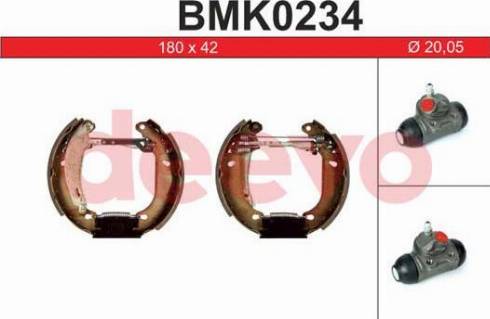 DEEVO BMK0234 - Комплект тормозных колодок, барабанные autospares.lv