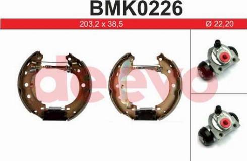 DEEVO BMK0226 - Комплект тормозных колодок, барабанные autospares.lv