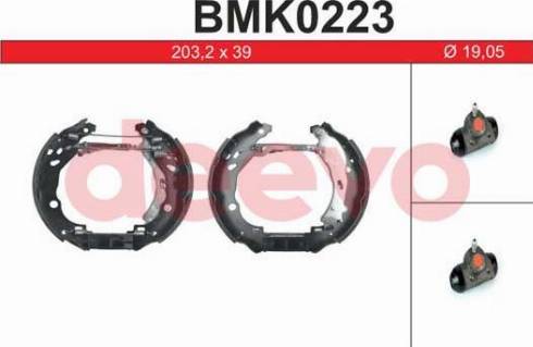 DEEVO BMK0223 - Комплект тормозных колодок, барабанные autospares.lv