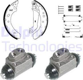 Delphi 947 - Комплект тормозных колодок, барабанные autospares.lv