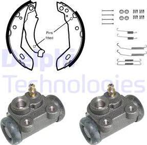 Delphi 963 - Комплект тормозных колодок, барабанные autospares.lv