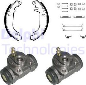 Delphi 987 - Комплект тормозных колодок, барабанные autospares.lv