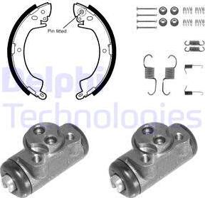 Delphi 971 - Комплект тормозных колодок, барабанные autospares.lv