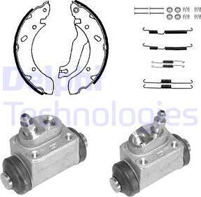 Delphi KP1087 - Комплект тормозных колодок, барабанные autospares.lv