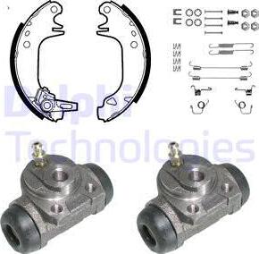 Delphi 869 - Комплект тормозных колодок, барабанные autospares.lv