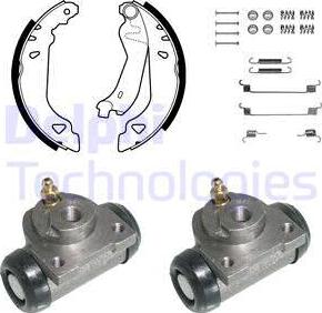 Delphi 881 - Комплект тормозных колодок, барабанные autospares.lv