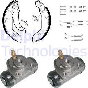 Delphi 871 - Комплект тормозных колодок, барабанные autospares.lv