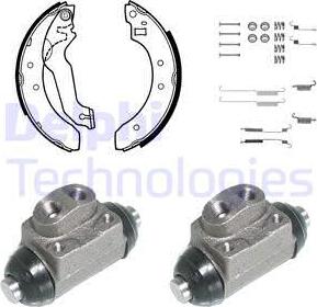 Delphi 741 - Комплект тормозных колодок, барабанные autospares.lv