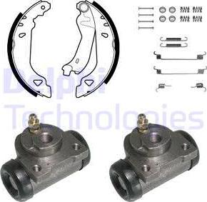 Delphi KP759 - Комплект тормозных колодок, барабанные autospares.lv