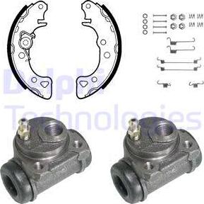 Delphi 755 - Комплект тормозных колодок, барабанные autospares.lv