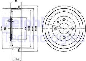 Delphi BF413 - Тормозной барабан autospares.lv