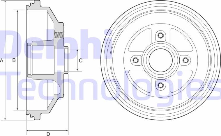 Delphi BF571 - Тормозной барабан autospares.lv