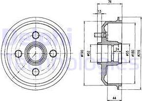 Delphi BF229 - Тормозной барабан autospares.lv