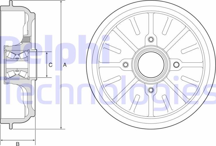 Delphi BFR576 - Тормозной барабан autospares.lv