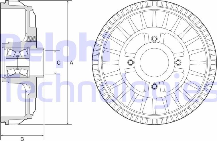 Delphi BFR622 - Тормозной барабан autospares.lv