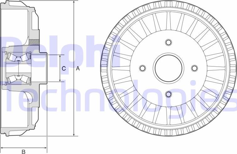 Delphi BFR768 - Тормозной барабан autospares.lv