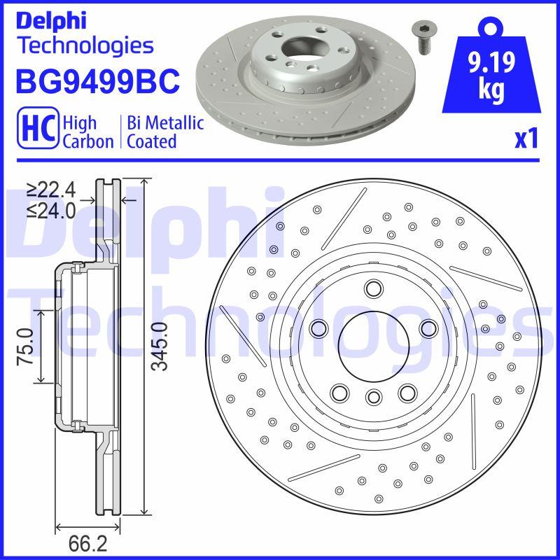 Delphi BG9499BC - Тормозной диск autospares.lv