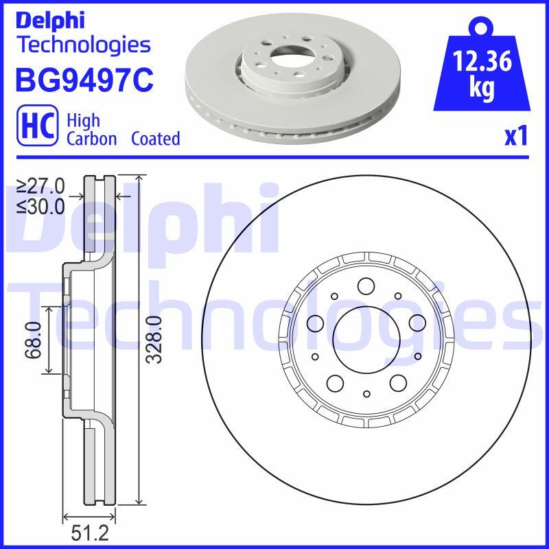 Delphi BG9497C - Тормозной диск autospares.lv