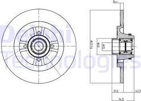 Delphi BG9025RS - Тормозной диск autospares.lv