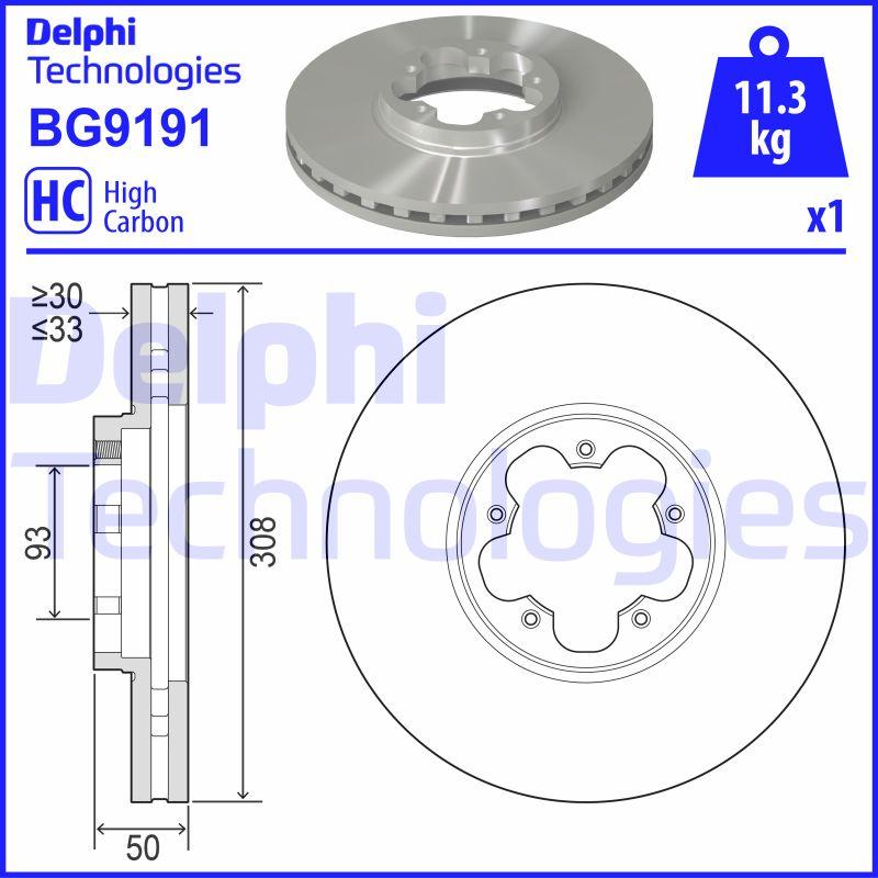 Delphi BG9191 - Тормозной диск autospares.lv