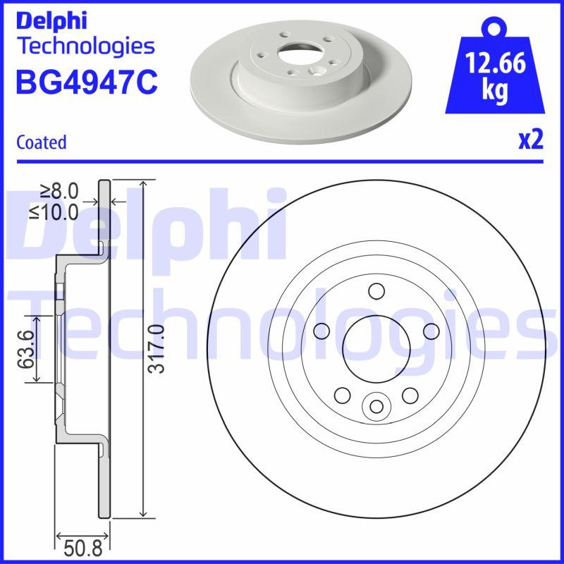 Delphi BG4947C - Тормозной диск autospares.lv