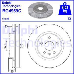 Delphi BG4969C - Тормозной диск autospares.lv