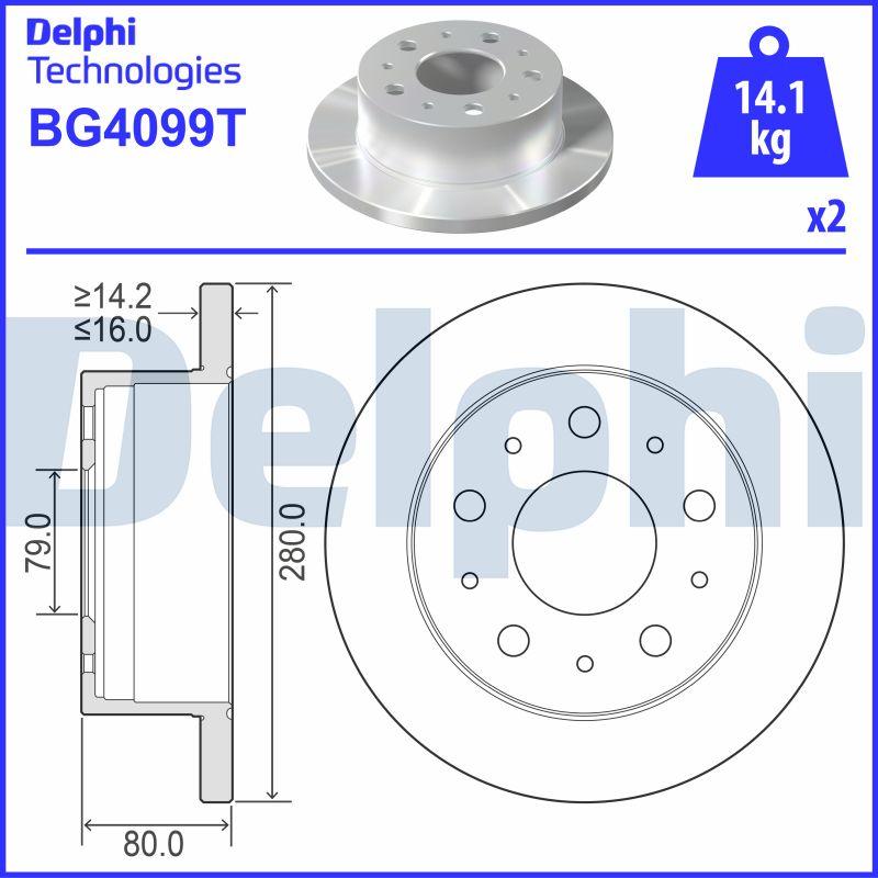 Delphi BG4099T - Тормозной диск autospares.lv