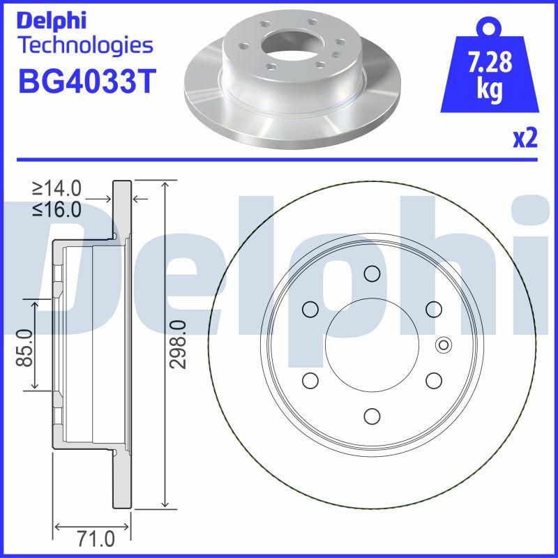 Delphi BG4033T - Тормозной диск autospares.lv