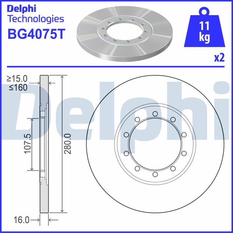 Delphi BG4075T - Тормозной диск autospares.lv