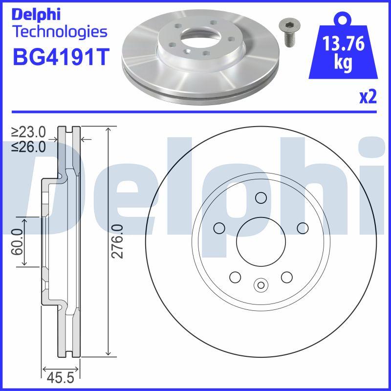 Delphi BG4191T - Тормозной диск autospares.lv