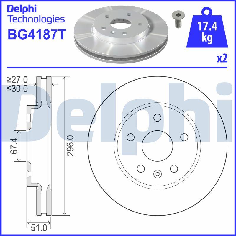 Delphi BG4187T - Тормозной диск autospares.lv