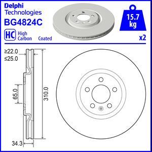 Delphi BG4824C - Тормозной диск autospares.lv