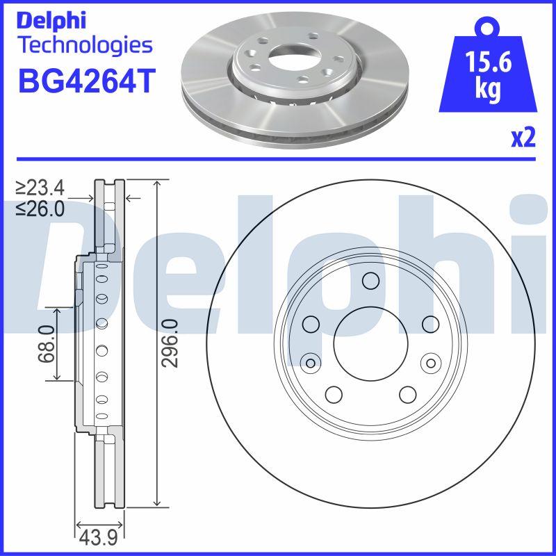 Delphi BG4264T - Тормозной диск autospares.lv