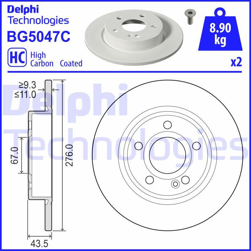 Delphi BG5047C - Тормозной диск autospares.lv