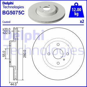 Delphi BG5075C - Тормозной диск autospares.lv