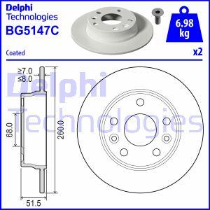 Delphi BG5147C - Тормозной диск autospares.lv
