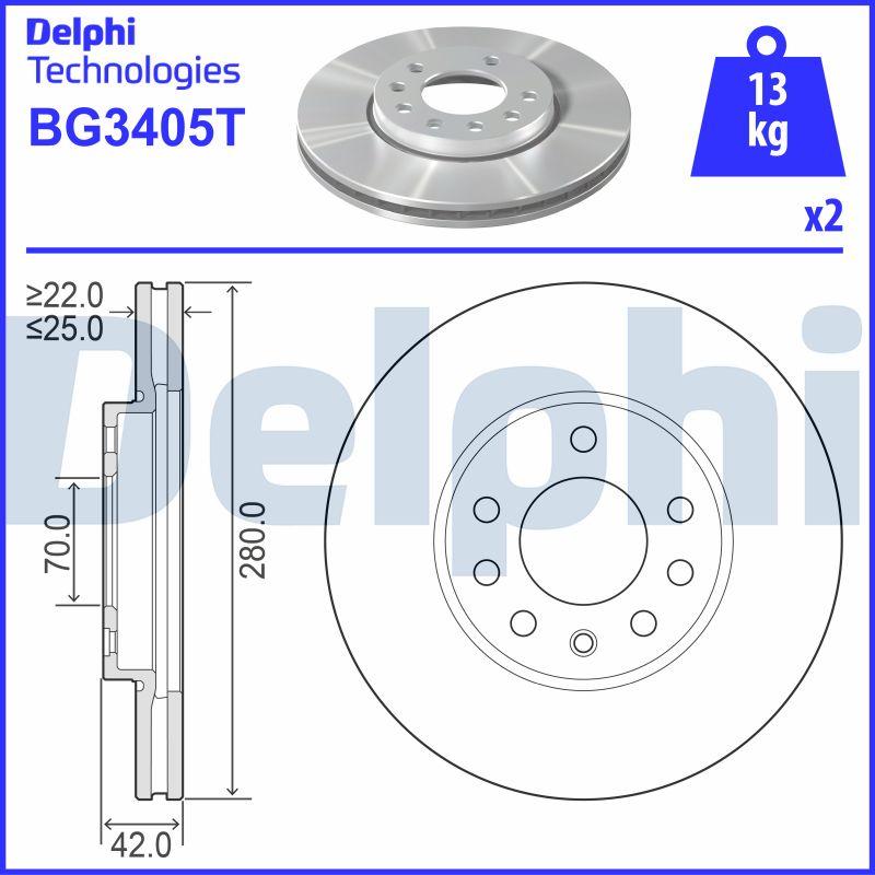 Delphi BG3405T - Тормозной диск autospares.lv