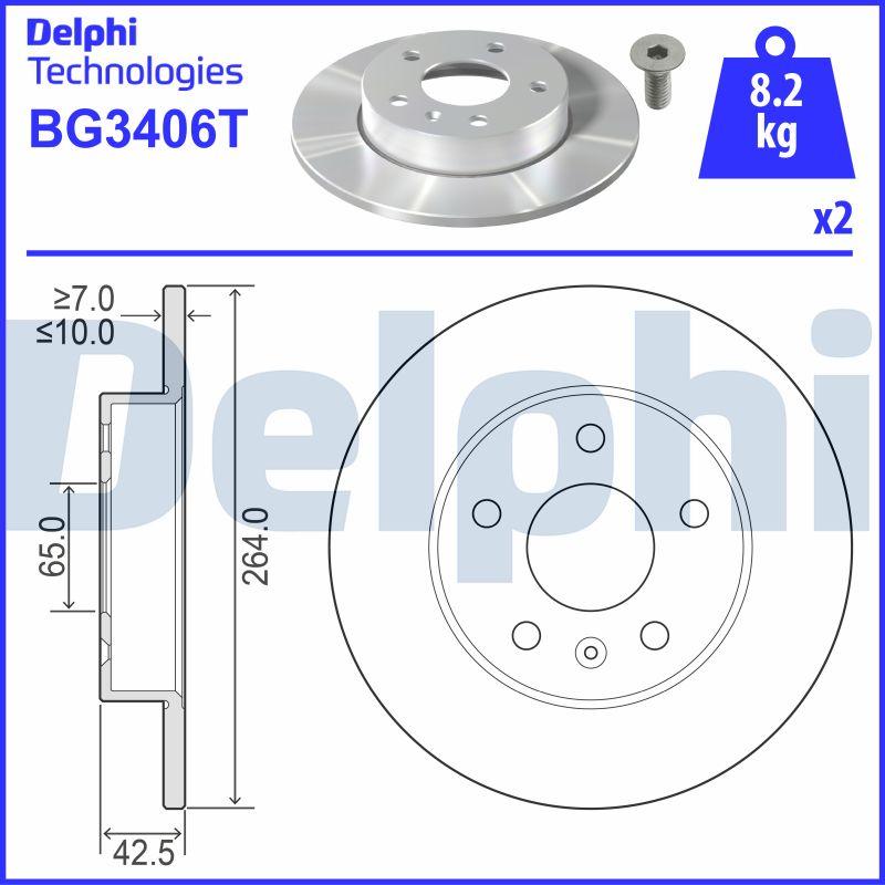 Delphi BG3406T - Тормозной диск autospares.lv