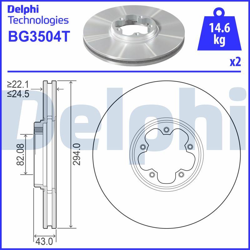 Delphi BG3504T - Тормозной диск autospares.lv