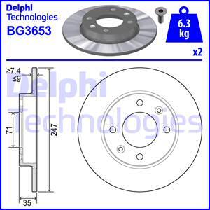 Delphi BG3653 - Тормозной диск autospares.lv