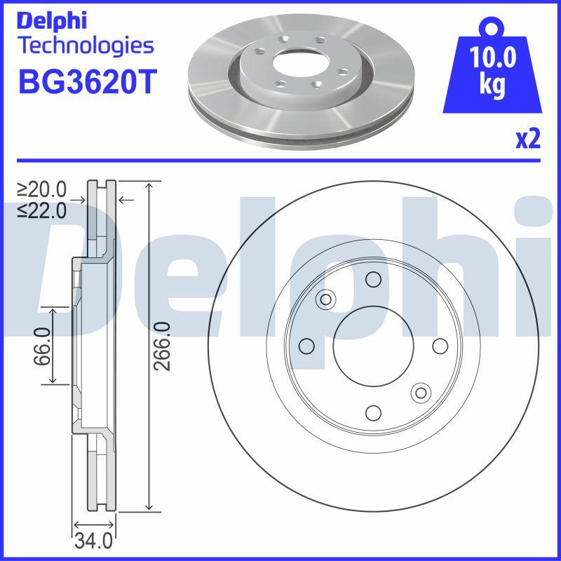 Delphi BG3620T - Тормозной диск autospares.lv
