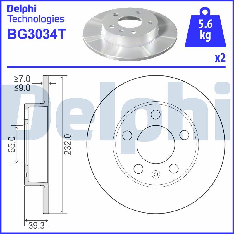 Delphi BG3034T - Тормозной диск autospares.lv