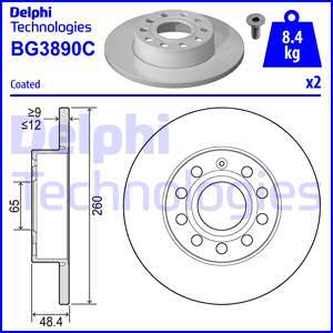 Delphi BG3890-C - Тормозной диск autospares.lv