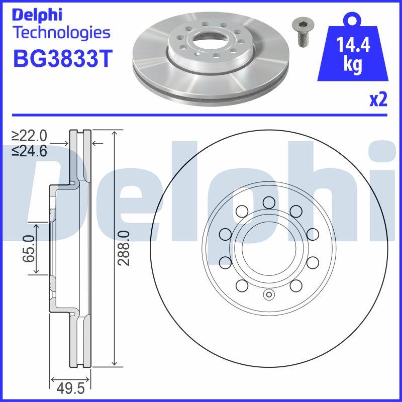 Delphi BG3833T - Тормозной диск autospares.lv